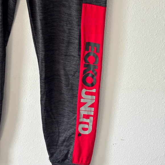 Men’s Ecko Unltd Jogger Sweatpants Black Red Logo Size Large - Picture 2 of 5
